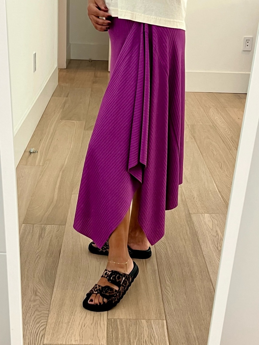 Zara Purple Asymmetrical Ribbed Midi Skirt